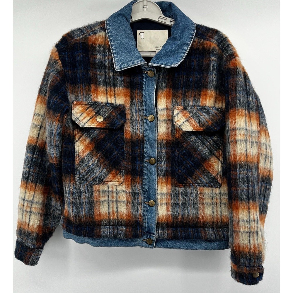 Anthropologie Pilcro Women's Plaid Denim Mix Jacket Size XS